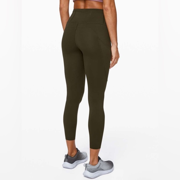 Lululemon Fast and Free Tight II 25” Nulux Dark Olive Green Leggings - Picture 3 of 10